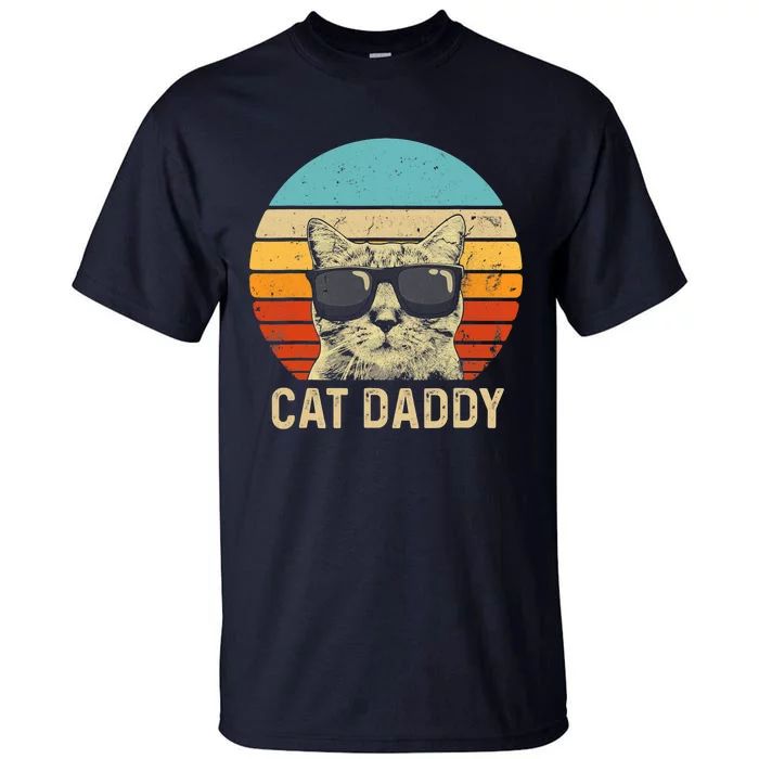 Vintage Cat Daddy Shirt Funny Cat Lover Gift Cat Dad Fathers Tall T-Shirt