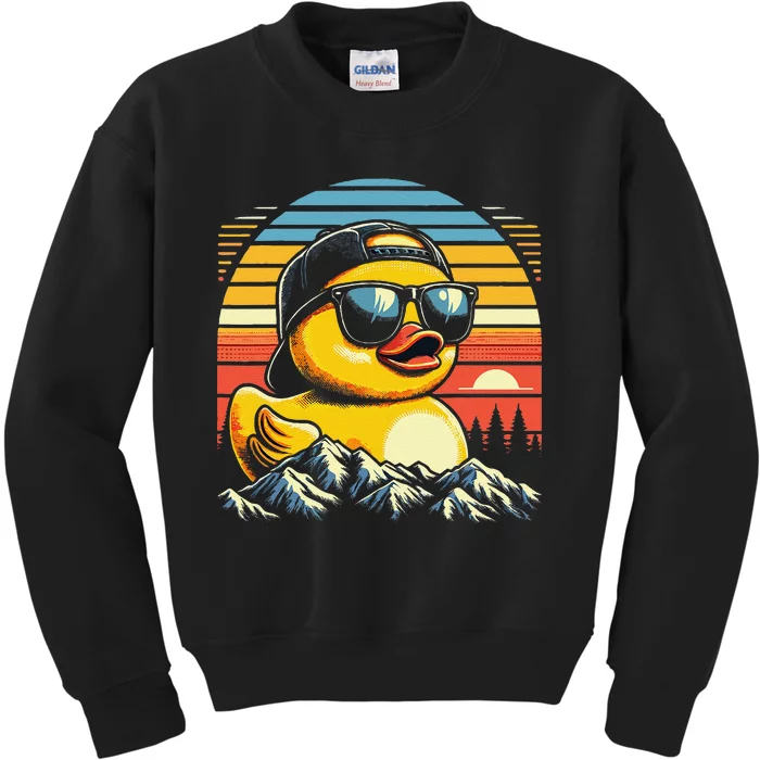 Vintage Cool Duck With Sunglasses  Funny Ducks Kids Sweatshirt