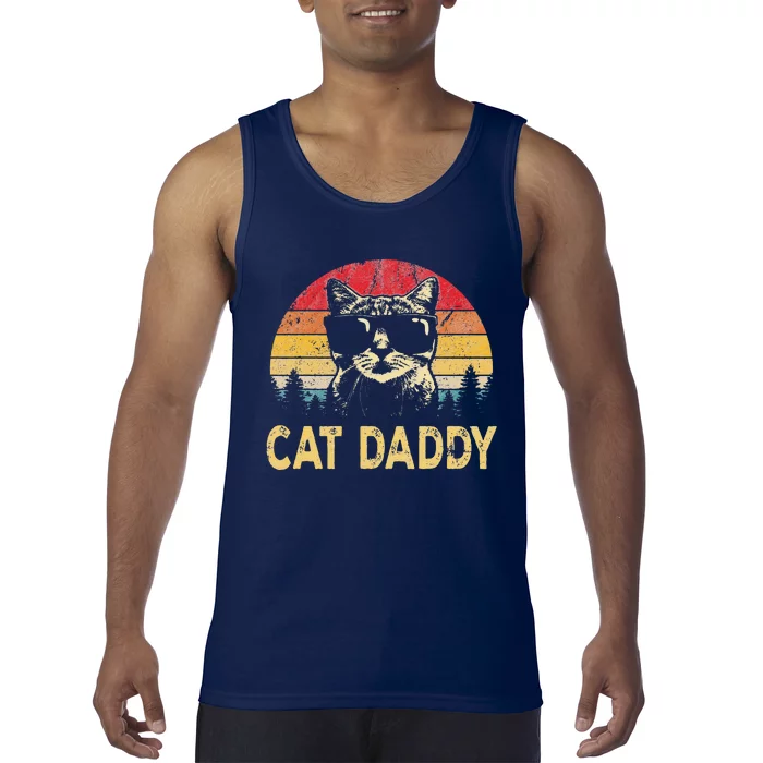 Vintage Cat Daddy Funny Cat Lover ,Cat Dad Fathers Tank Top