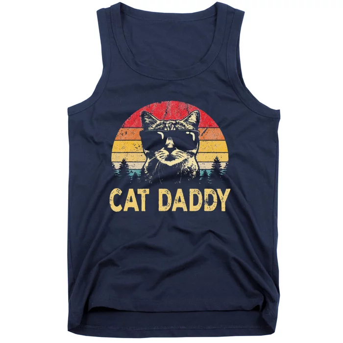 Vintage Cat Daddy Funny Cat Lover ,Cat Dad Fathers Tank Top