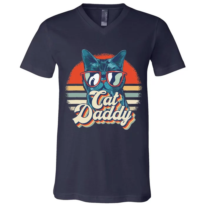 Vintage Cat Daddy Retro 80s Eighties V-Neck T-Shirt