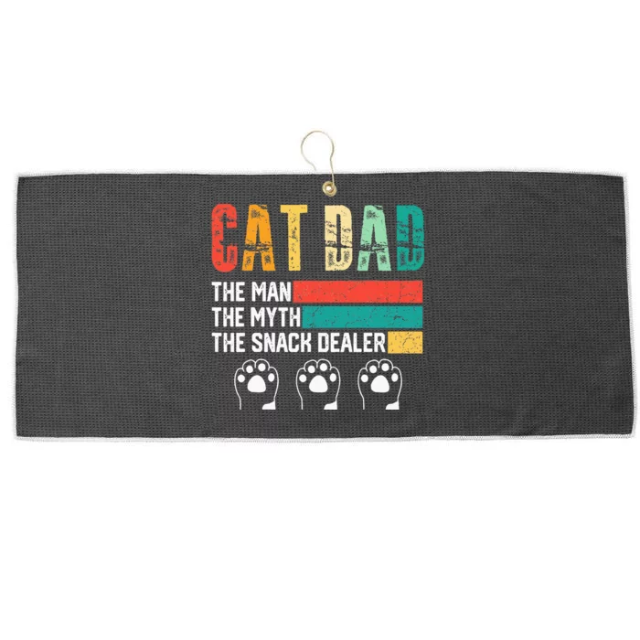 Vintage Cat Dad The Man The Myth Snack Dealer Large Microfiber Waffle Golf Towel