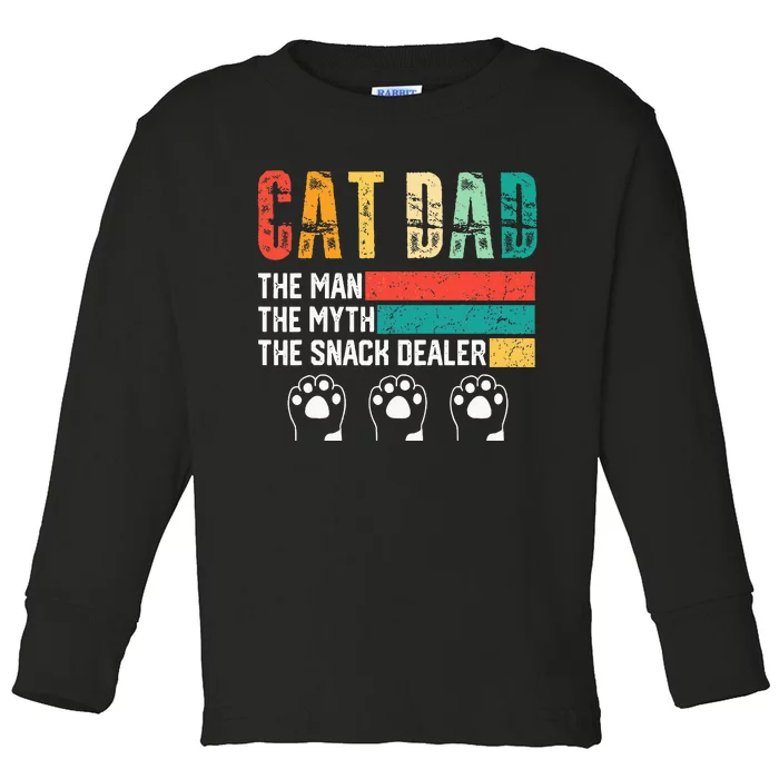 Vintage Cat Dad The Man The Myth Snack Dealer Toddler Long Sleeve Shirt