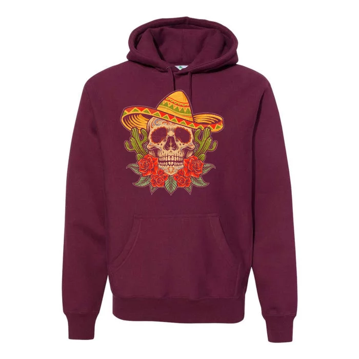 Vintage Cinco De Mayo Sombrero Skull Premium Hoodie