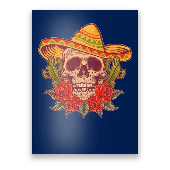 Vintage Cinco De Mayo Sombrero Skull Poster