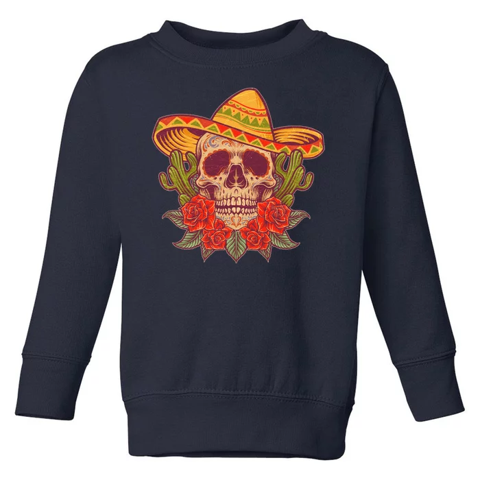 Vintage Cinco De Mayo Sombrero Skull Toddler Sweatshirt