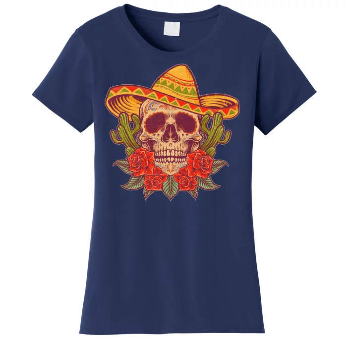 Vintage Cinco De Mayo Sombrero Skull Women's T-Shirt