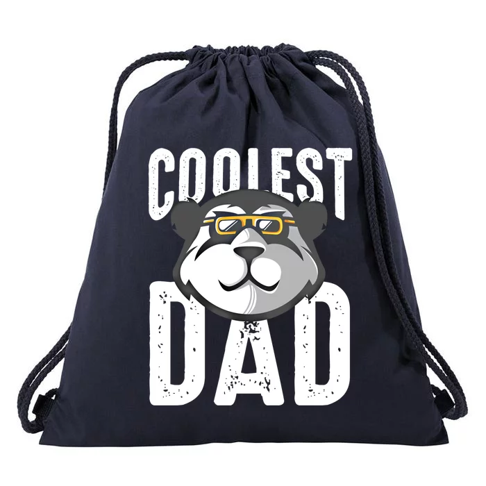 Vintage Coolest Dad Panda Worlds Best Father Dad Crew Gift Drawstring Bag