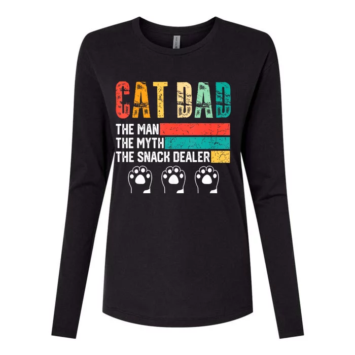 Vintage Cat Dad The Man The Myth Snack Dealer Father Day Womens Cotton Relaxed Long Sleeve T-Shirt