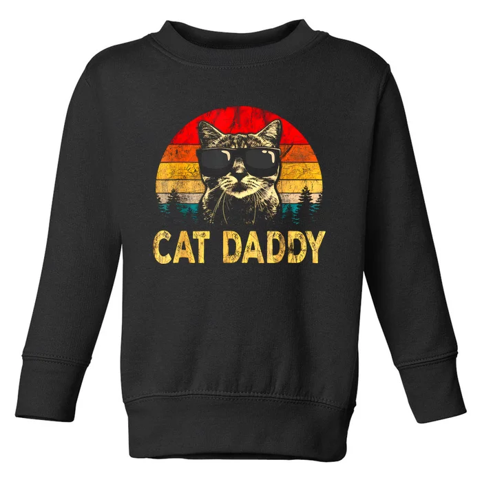 Vintage Cat Daddy Funny Cat Lover Gift Cat Dad Fathers Toddler Sweatshirt