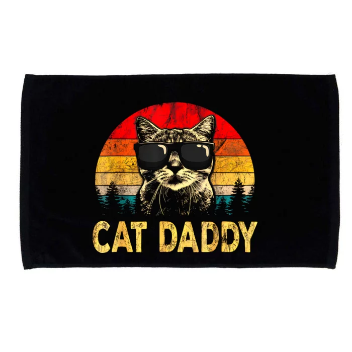 Vintage Cat Daddy Funny Cat Lover Gift Cat Dad Fathers Microfiber Hand Towel