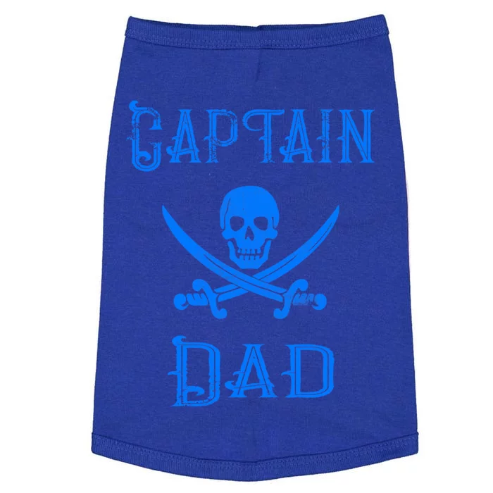 Vintage Captain Dad Blue Pirate Lake Boating Father Cute Gift Doggie Tank