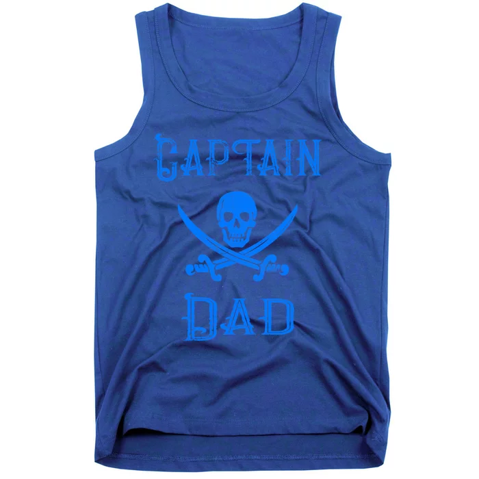 Vintage Captain Dad Blue Pirate Lake Boating Father Cute Gift Tank Top