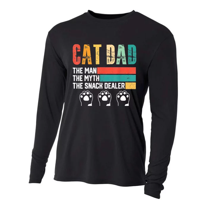 Vintage Cat Dad The Man The Myth Snack Dealer Father Day Cooling Performance Long Sleeve Crew