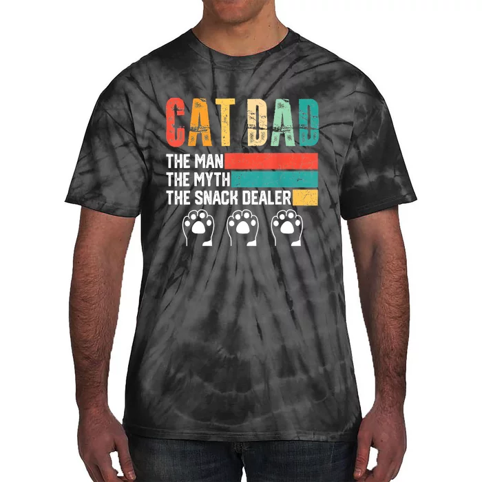 Vintage Cat Dad The Man The Myth Snack Dealer Father Day Tie-Dye T-Shirt