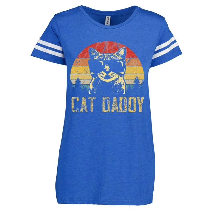 Vintage Cat Daddy Fathers Day Funny Cat Lover Enza Ladies Jersey Football T-Shirt