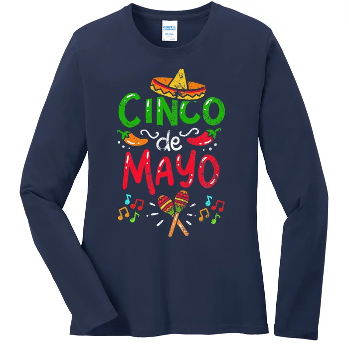 Vintage Cinco De Mayo Mexico Ladies Long Sleeve Shirt