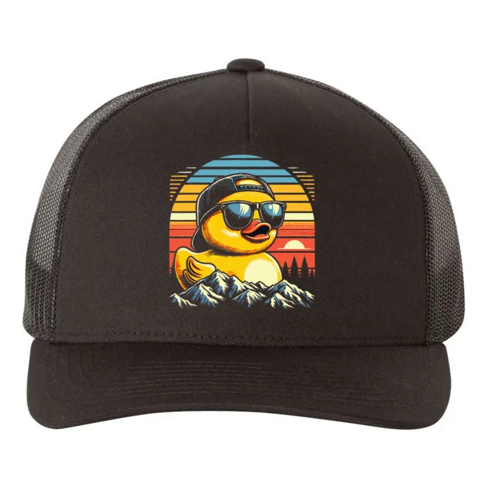 Vintage Cool Duck with Sunglasses & Mountain View Yupoong Adult 5-Panel Trucker Hat