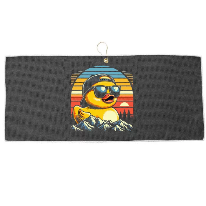 Vintage Cool Duck with Sunglasses & Mountain View Large Microfiber Waffle Golf Towel