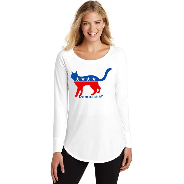 Vote Cat Democrat Liberal Cat Lover Biden Harris 2024 Women's Perfect Tri Tunic Long Sleeve Shirt