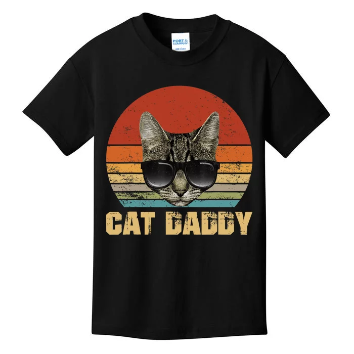 Vintage Cat Daddy Funny Cat Lover Gift Cat Dad Fathers Kids T-Shirt