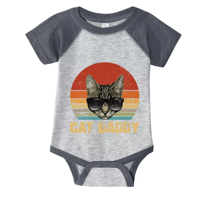 Vintage Cat Daddy Funny Cat Lover Gift Cat Dad Fathers Infant Baby Jersey Bodysuit