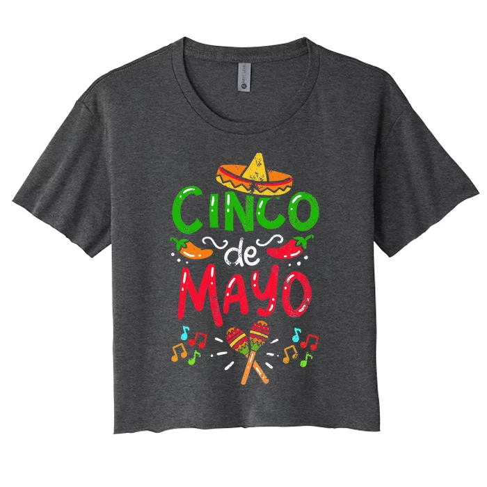 Vintage Cinco De Mayo Mexico Women's Crop Top Tee