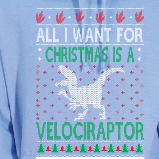 Velociraptor Christmas Dinosaur Ugly Christmas Sweater Style Funny Gift Unisex Surf Hoodie