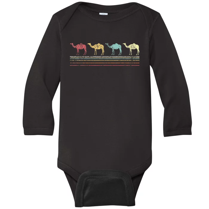 Vintage Camel Enthusiast Retro Design Baby Long Sleeve Bodysuit