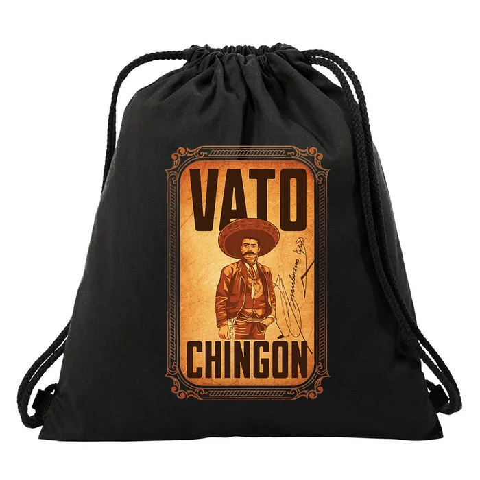 Vato ChingóN. Emiliano Zapata Portrait Drawstring Bag