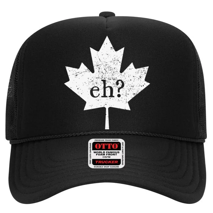 Vintage Canada Eh Maple Leaf Funny Canadian Roots High Crown Mesh Trucker Hat