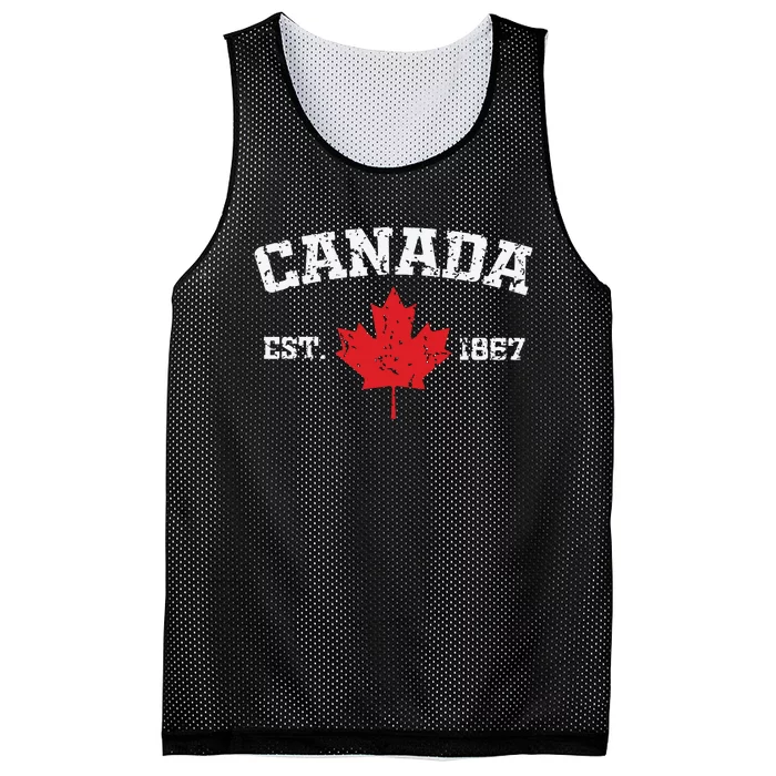 Vintage Canada Est 1867 Maple Leaf Gift Mesh Reversible Basketball Jersey Tank