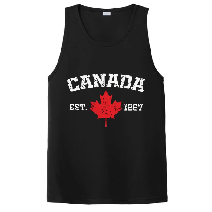 Vintage Canada Est 1867 Maple Leaf Gift Performance Tank