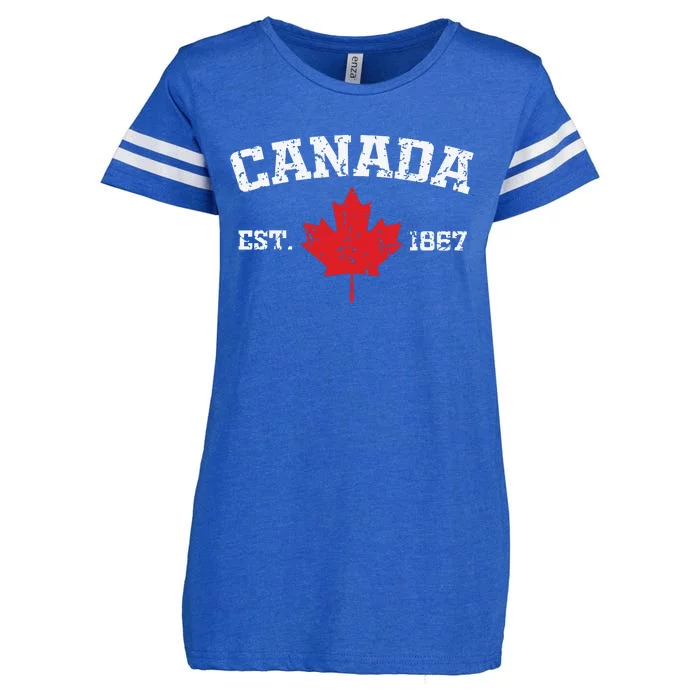 Vintage Canada Est 1867 Maple Leaf Gift Enza Ladies Jersey Football T-Shirt