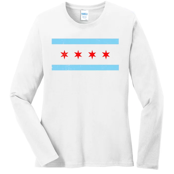 Vintage Chicago Flag Ladies Long Sleeve Shirt