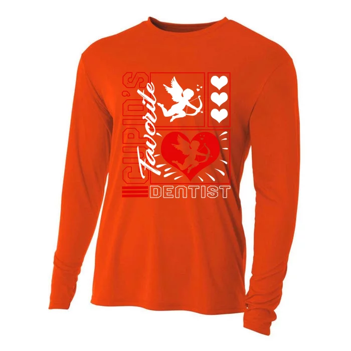 Valentines Cupid's Favorite Dentist Heart Dental Hygienist Gift Cooling Performance Long Sleeve Crew