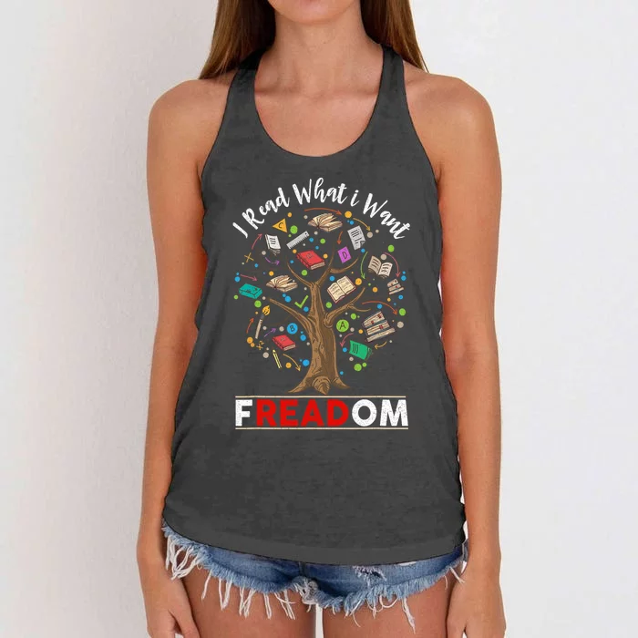 Vintage Censorship Freedom Reading Nerd I Read Banned Books Women's Knotted Racerback Tank