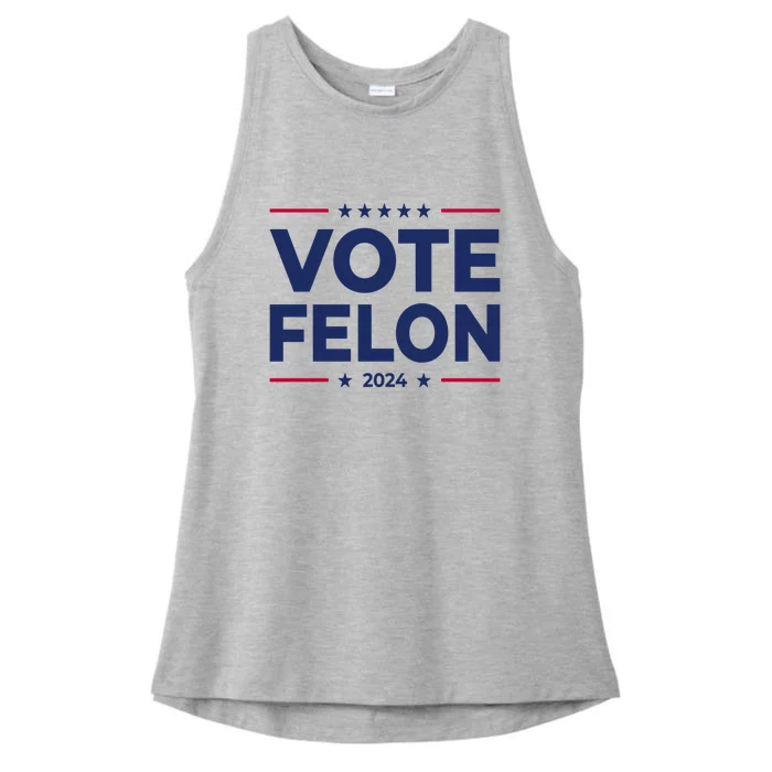 Vote Convicted Felon Trump 2024 Funny Ladies Tri-Blend Wicking Tank