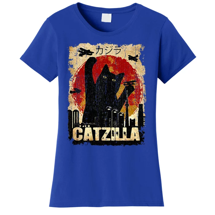 Vintage Catzilla Funny Kitten and Cat Women's T-Shirt