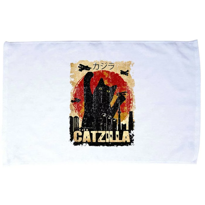 Vintage Catzilla Funny Kitten and Cat Microfiber Hand Towel