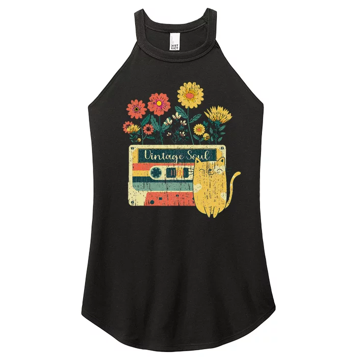 Vintage Ca For Women Retro Soul Flowers Wildflower Women’s Perfect Tri Rocker Tank