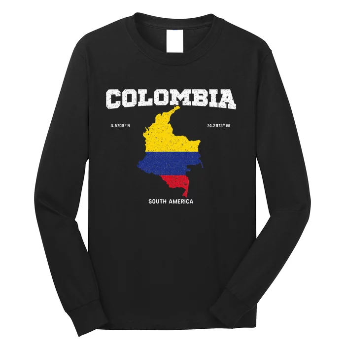 Vintage Colombian Flag Colombia Coordinates Long Sleeve Shirt