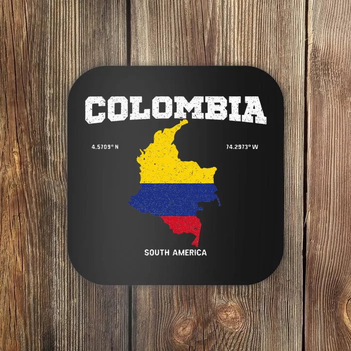 Vintage Colombian Flag Colombia Coordinates Coaster