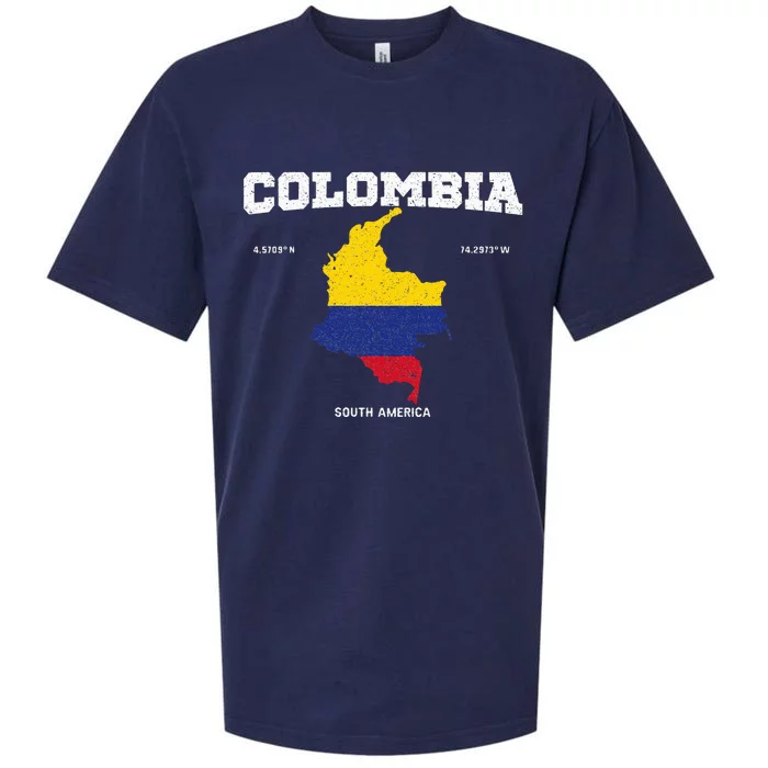 Vintage Colombian Flag Colombia Coordinates Sueded Cloud Jersey T-Shirt