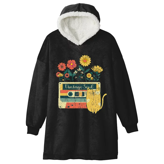 Vintage Ca For Women Retro Soul Flowers Wildflower Hooded Wearable Blanket