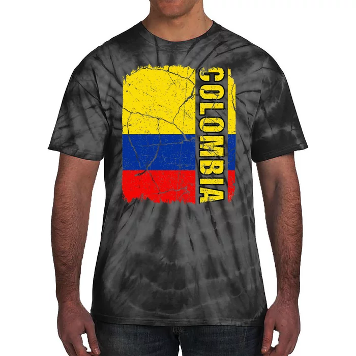 Vintage Colombian Flag Colombia Pride Roots Heritage Tie-Dye T-Shirt