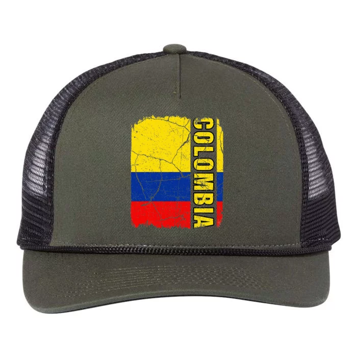 Vintage Colombian Flag Colombia Pride Roots Heritage Retro Rope Trucker Hat Cap