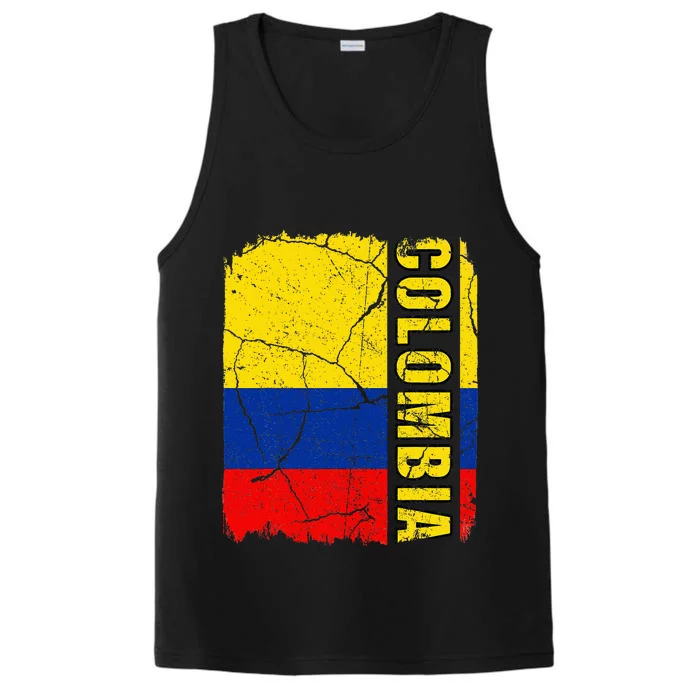 Vintage Colombian Flag Colombia Pride Roots Heritage Performance Tank