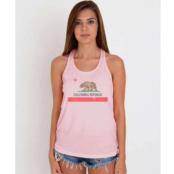 Vintage California Flag Women's Knotted Racerback Tank