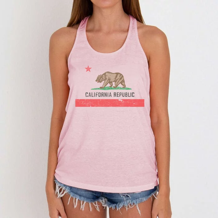 Vintage California Flag Women's Knotted Racerback Tank